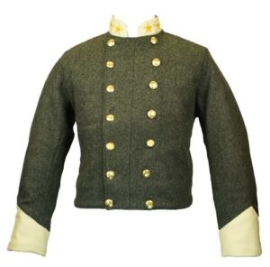 CS Shell Jacket – Confederate Officer Double‑Breasted with Solid Trim | Civil War Replica