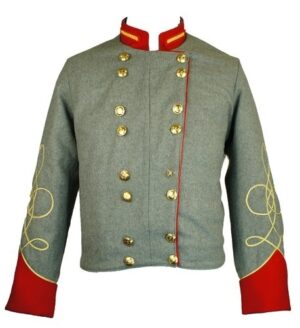CS Shell Jacket – Artillery Lieutenant Double‑Breasted Solid Trim | Civil War Replica