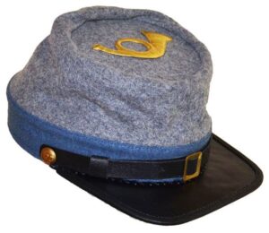 American Civil War Confederate Grey Infantry Kepi With Blue Trim And Infantry Badge